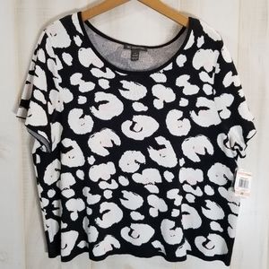 NWT Inc White Floral Short Sleeve Sweater 2X Plus